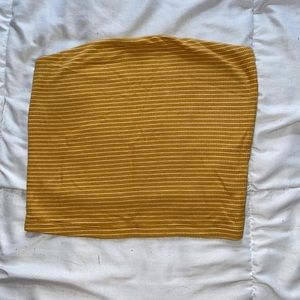 Yellow/White Cropped Strapless Shirt
